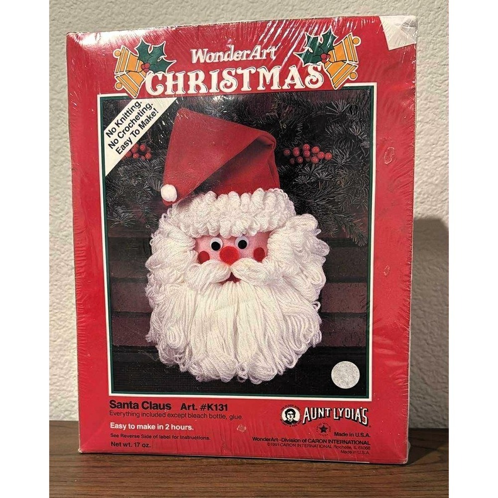 WonderArt Christmas Santa Claus Art Kit USA  Aunt Lydia's Vintage 1991 NEW